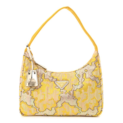 Prada Broccato Mini Re-Edition 2000 Bag Limone Lurex 1 of 10