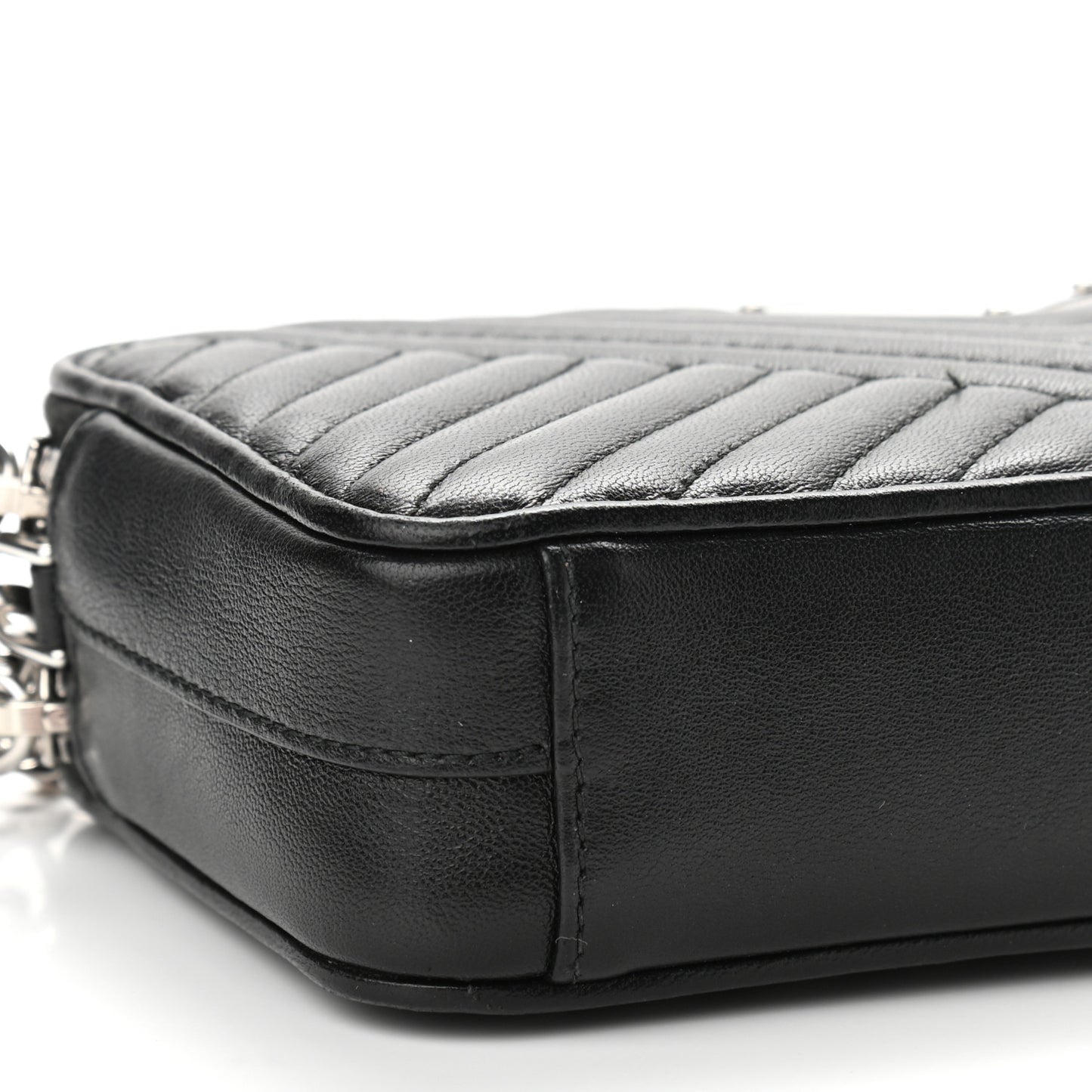 Nappa Impunture Diagramme Mini Double Zip Chain Crossbody Bag Black