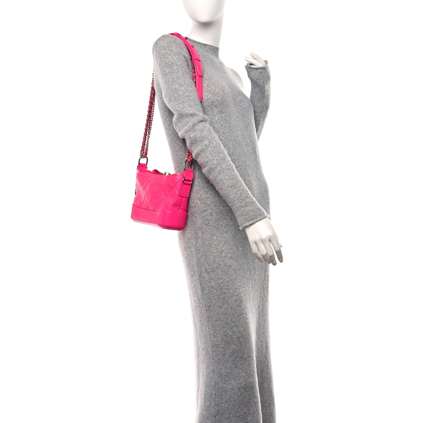 Goatskin Quilted Small Gabrielle Hobo Pink