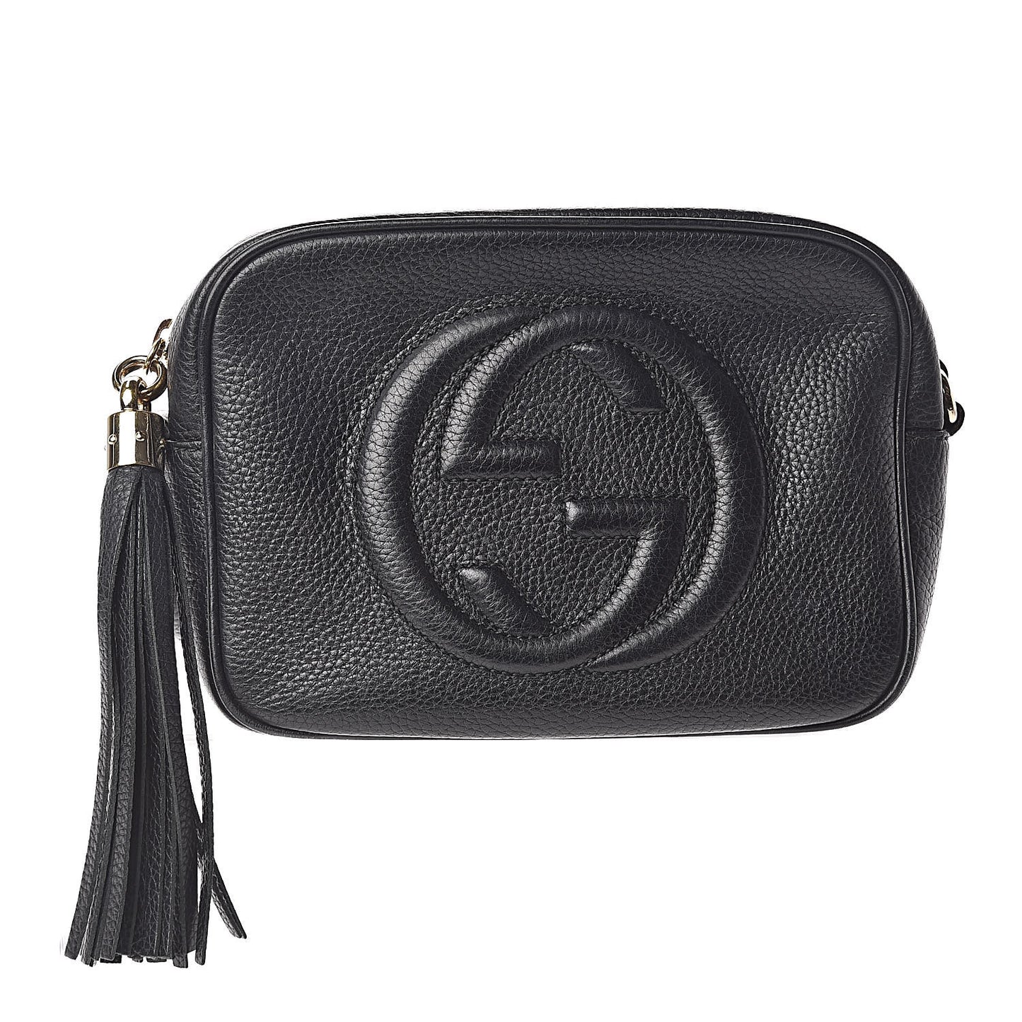 Pebbled Calfskin Small Soho Disco Bag Black