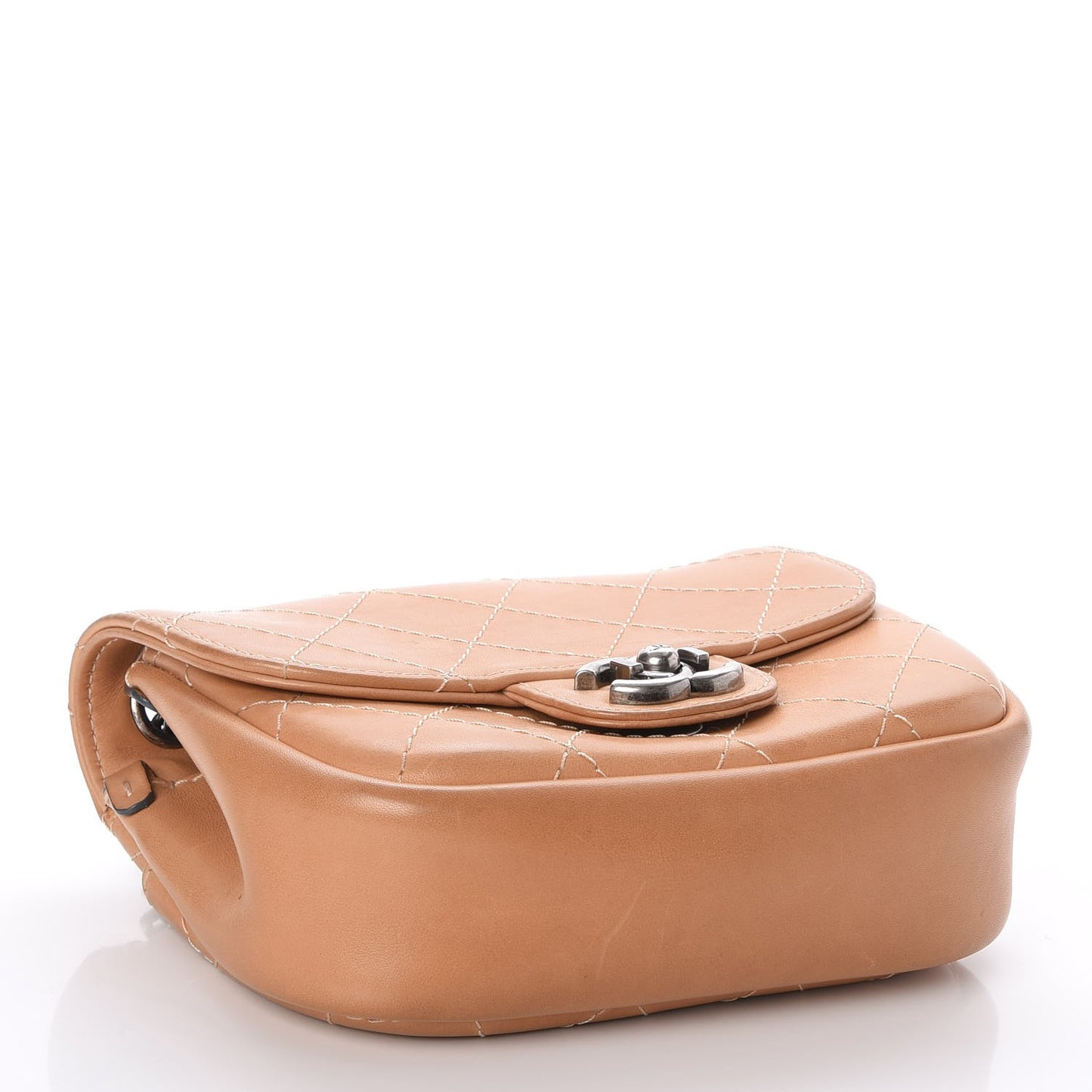 Calfskin Stitch Small Messenger Flap Beige