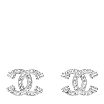 Chanel Crystal CC Earrings Silver 1 of 4