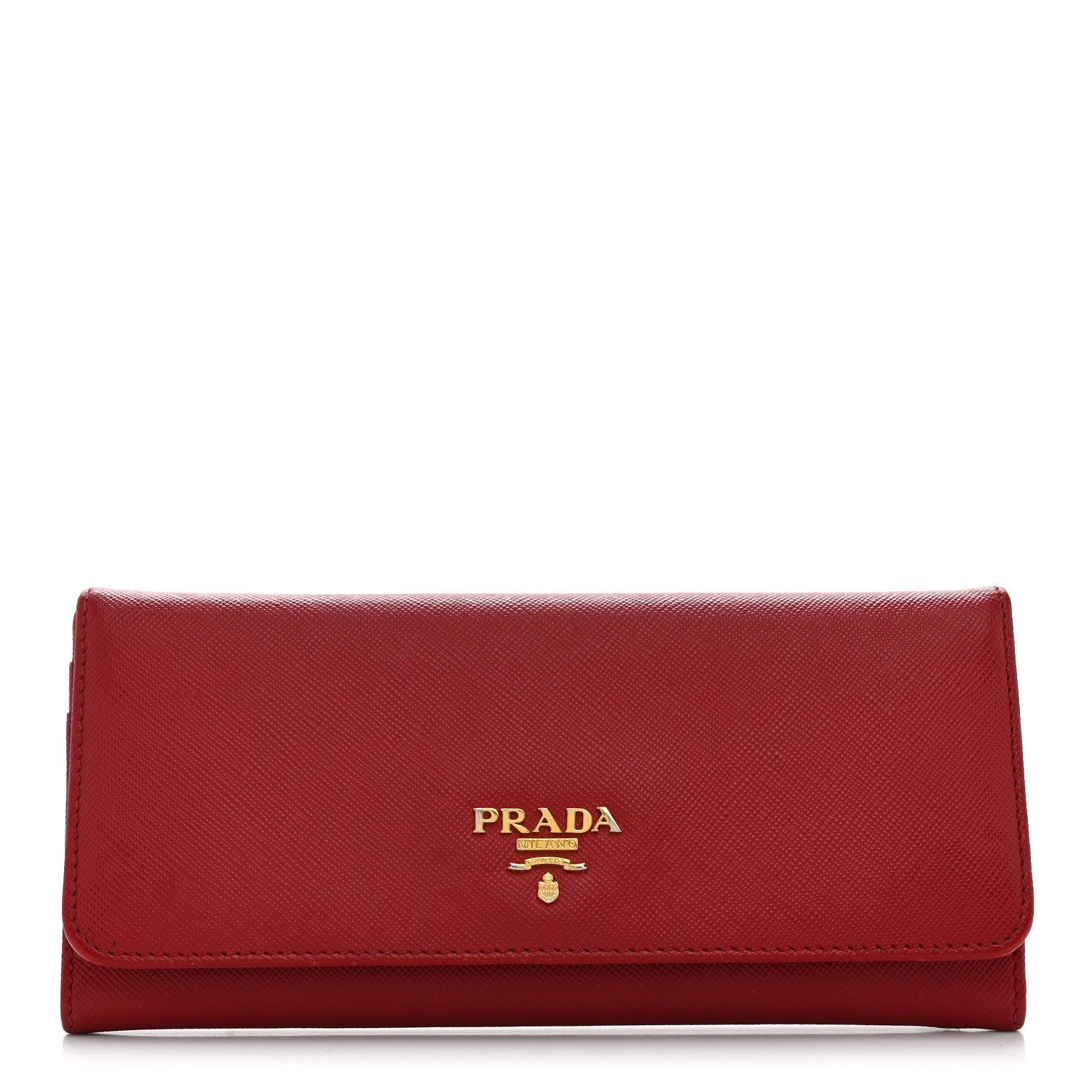 Prada Saffiano Metal Continental Flap Travel Wallet Fuoco 1 of 10