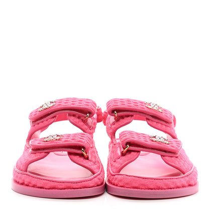 Chanel Knit Fabric Velcro Dad Sandals 37 Pink 2 of 9