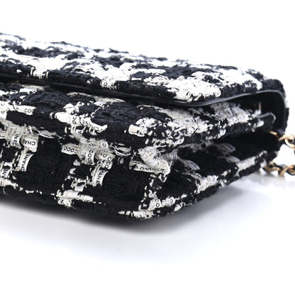 Chanel Tweed Quilted Wallet On Chain WOC Black Ecru White 10 of 10