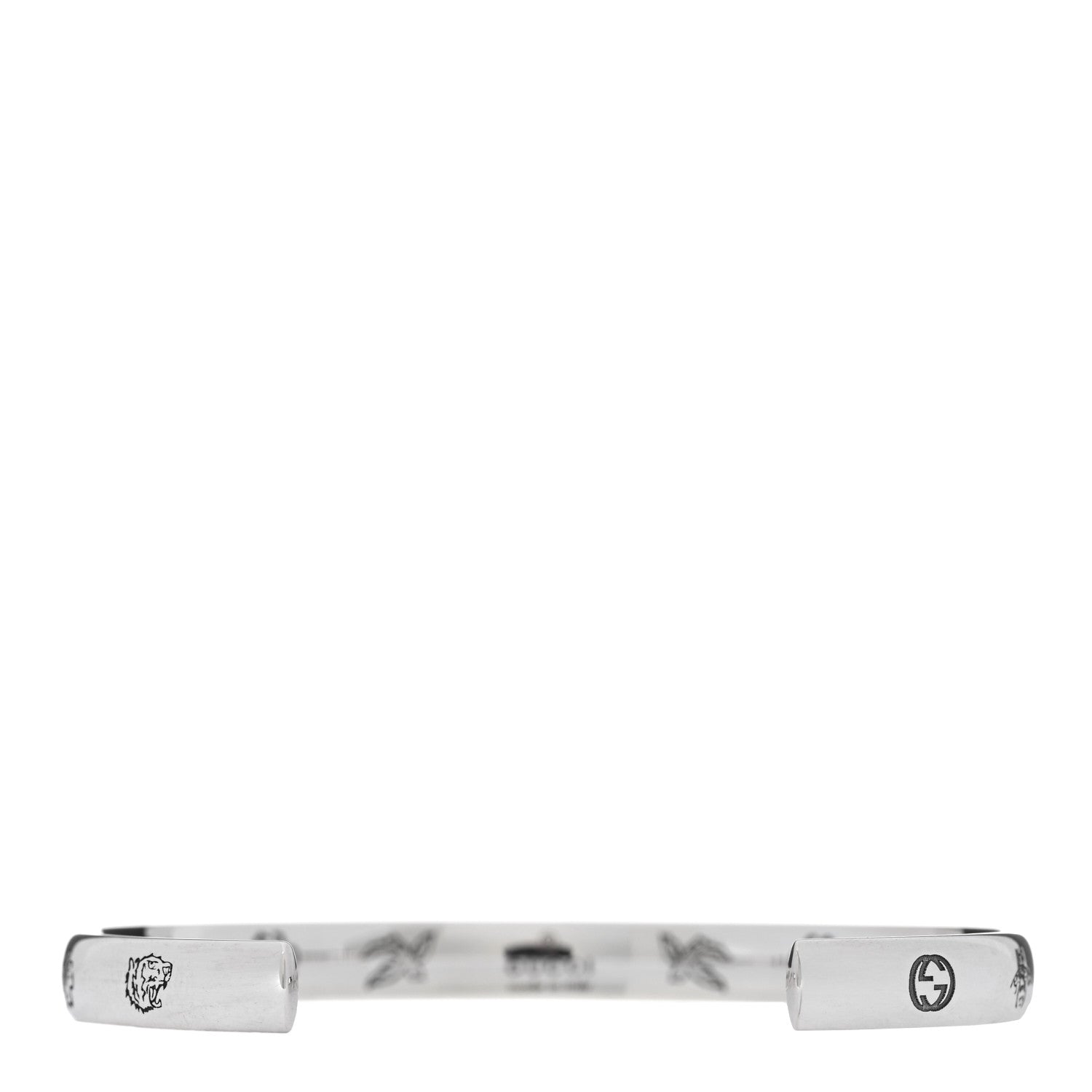 Gucci Sterling Silver Narrow Blind for Love Cuff Bracelet 2 of 3