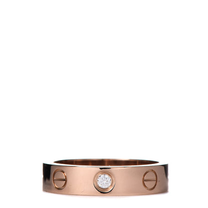 Cartier 18K Pink Gold Diamond 4mm LOVE Wedding Band Ring 47 4 1 of 7