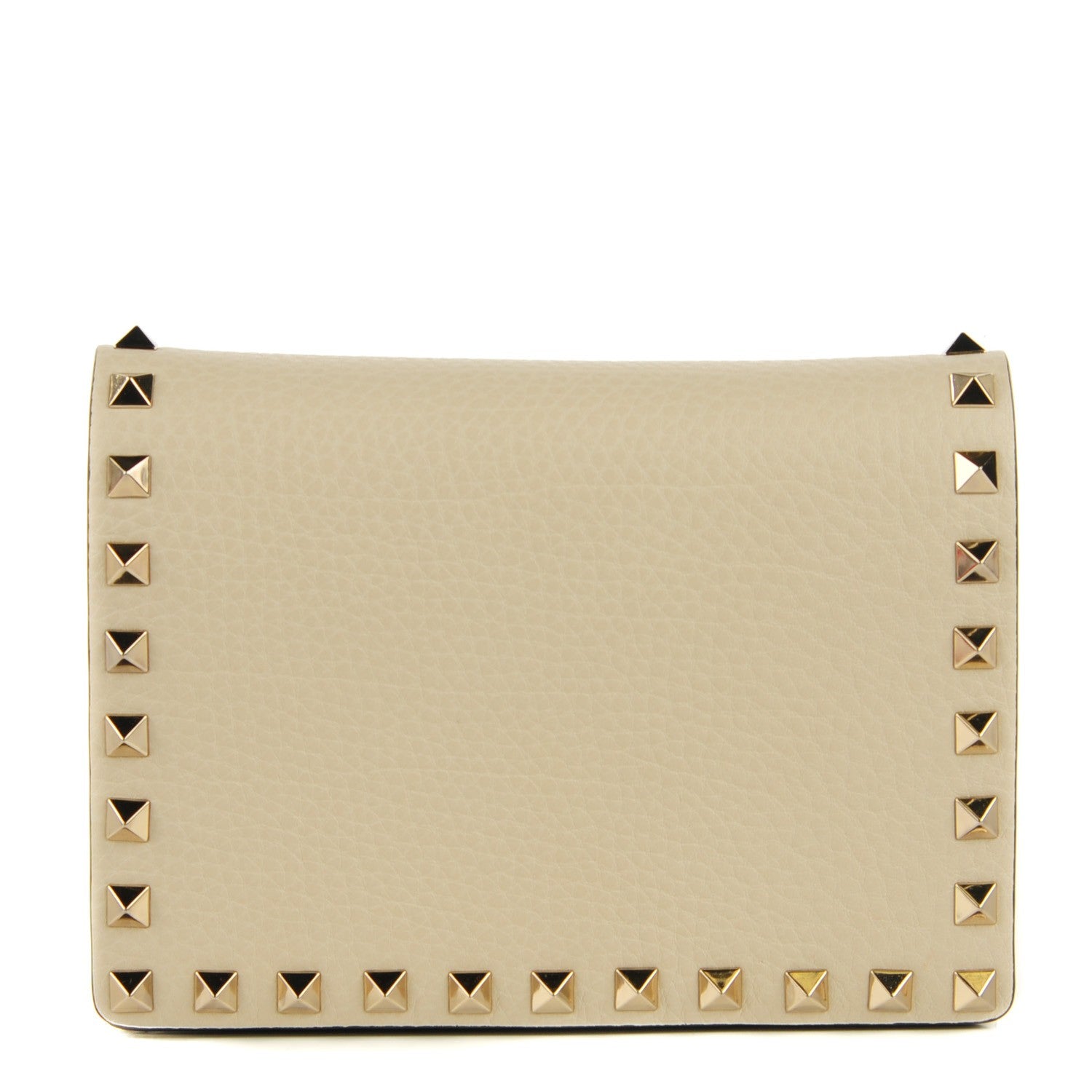 Valentino Garavani Pebbled Calfskin Rockstud Wallet on Chain Light Ivory 1 of 8