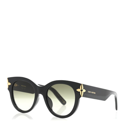 Louis Vuitton Acetate Flower Edge Round Sunglasses Z1777E Black 1 of 9