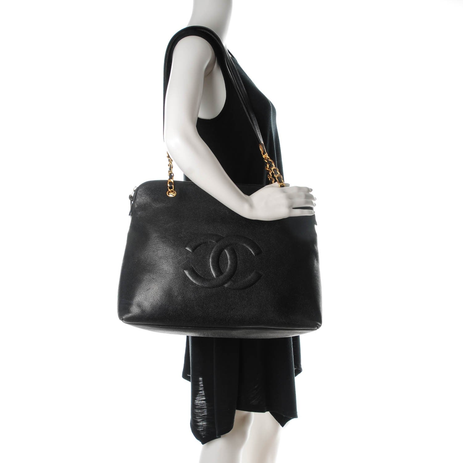 Chanel Caviar Large CC Shoulder Bag Black 2 of 7