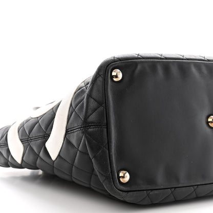 Chanel Calfskin Quilted Large Cambon Tote Black White 12 of 19