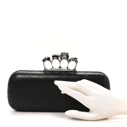 Alexander McQueen Metallic Lambskin Skull Knuckle Box Clutch Black 2 of 8
