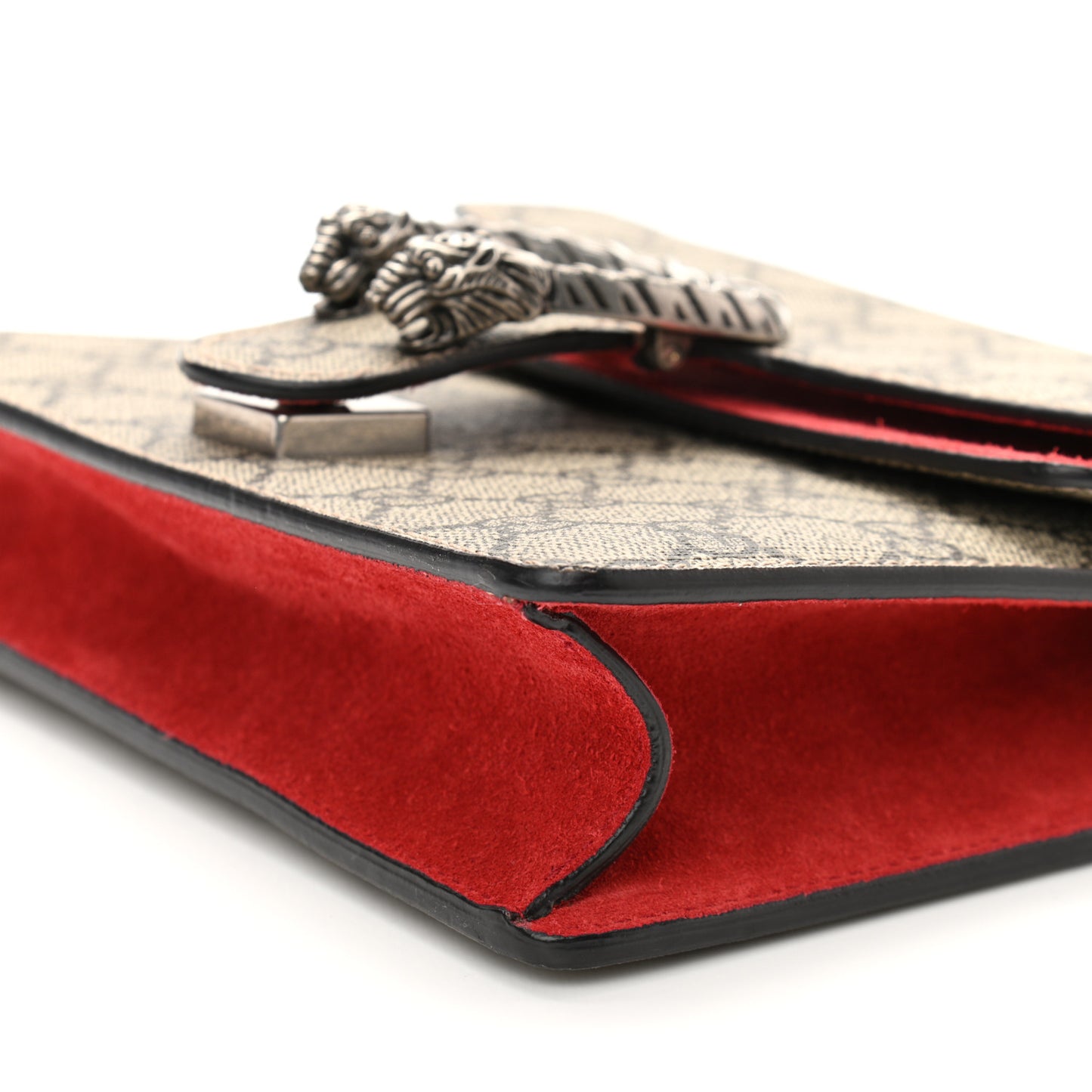GG Supreme Monogram Suede Mini Dionysus Shoulder Bag Beige Ebony Vulcanic Red