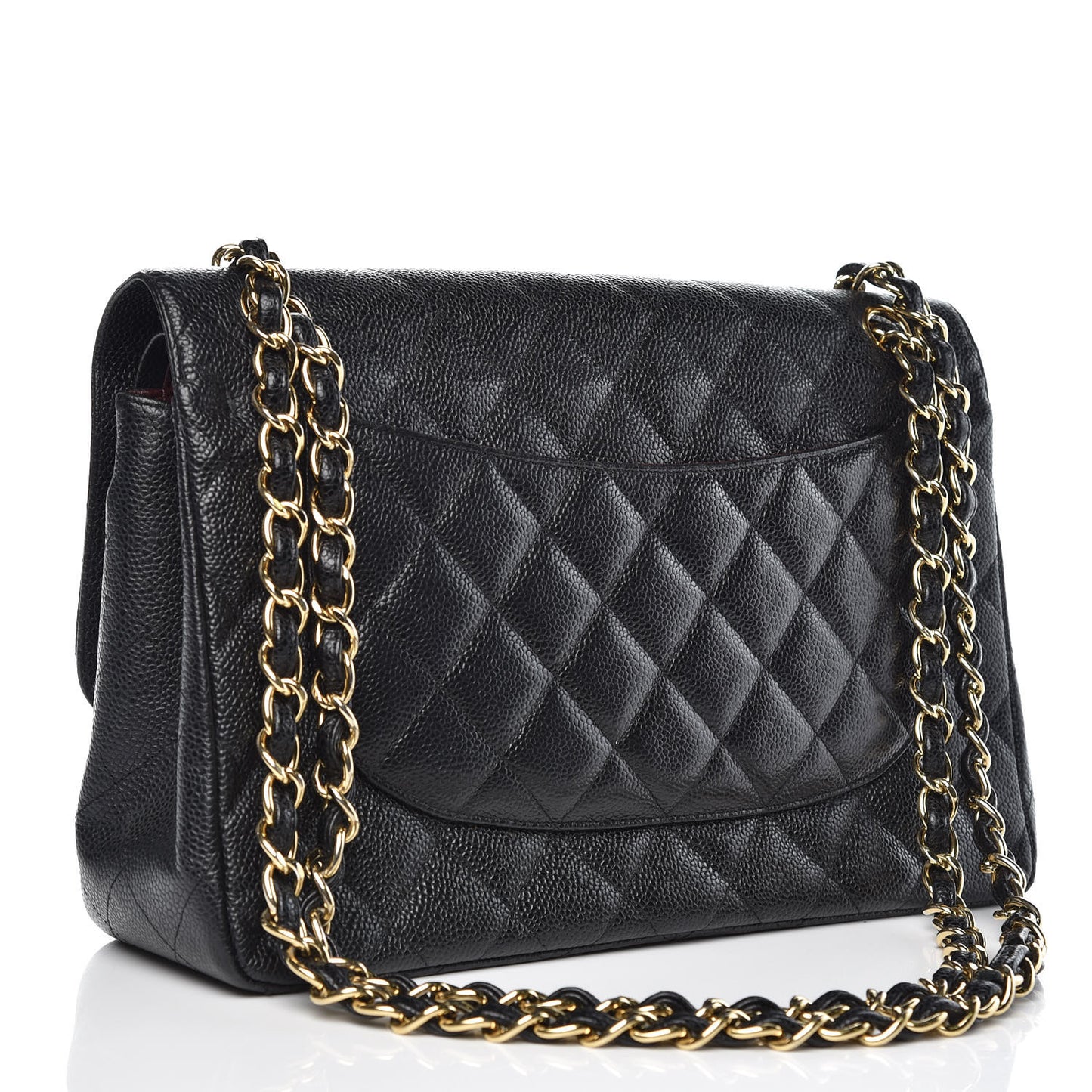 Caviar Quilted Jumbo Double Flap Black