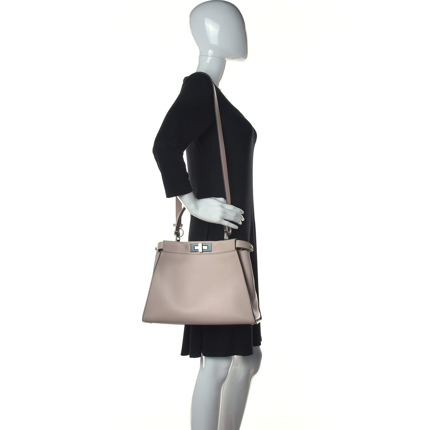 Fendi Vitello Seta Shiny Nappa Medium Peekaboo Iconic Satchel Soap Opale 2 of 14