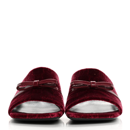 Gucci New Velvet Ashmir Regent Calfskin GG Monogram Square Toe Bow 45mm Slide Sandals 36.5 Red Grape 3 of 9