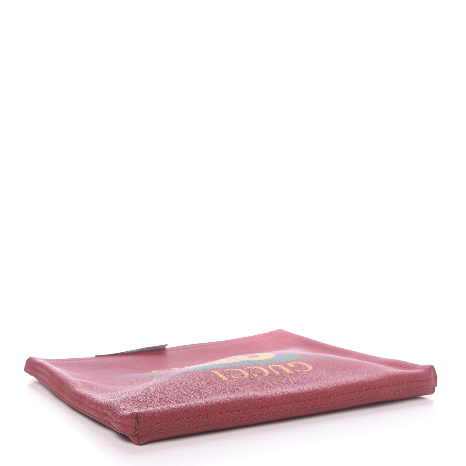 Gucci Pebbled Calfskin Medium Logo Portfolio Clutch Hibiscus Red 4 of 9