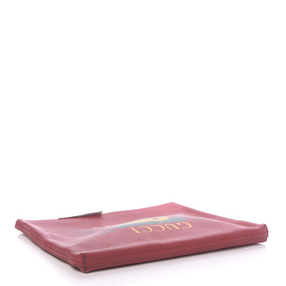 Gucci Pebbled Calfskin Medium Logo Portfolio Clutch Hibiscus Red 4 of 9