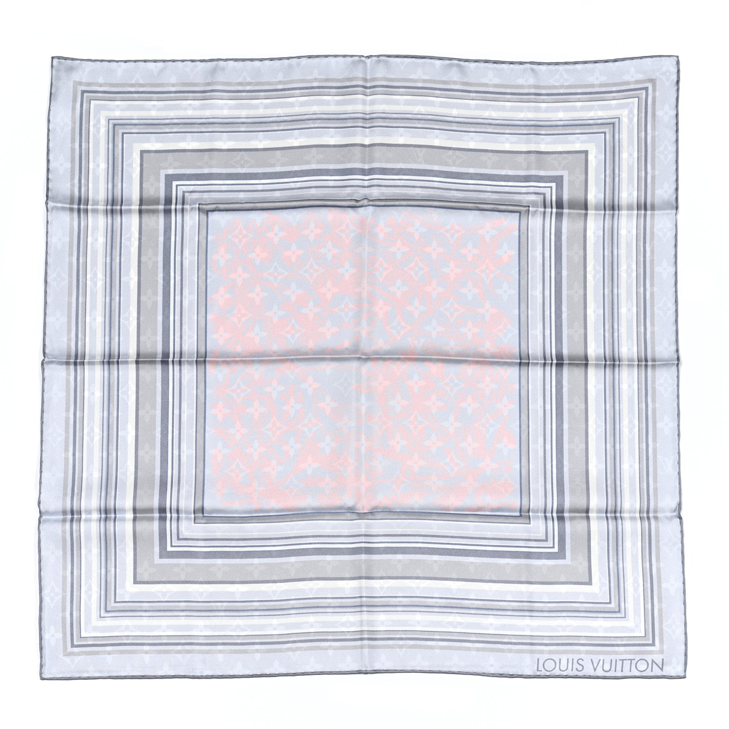Louis Vuitton Silk LV Monogram Square Scarf Grey 1 of 4