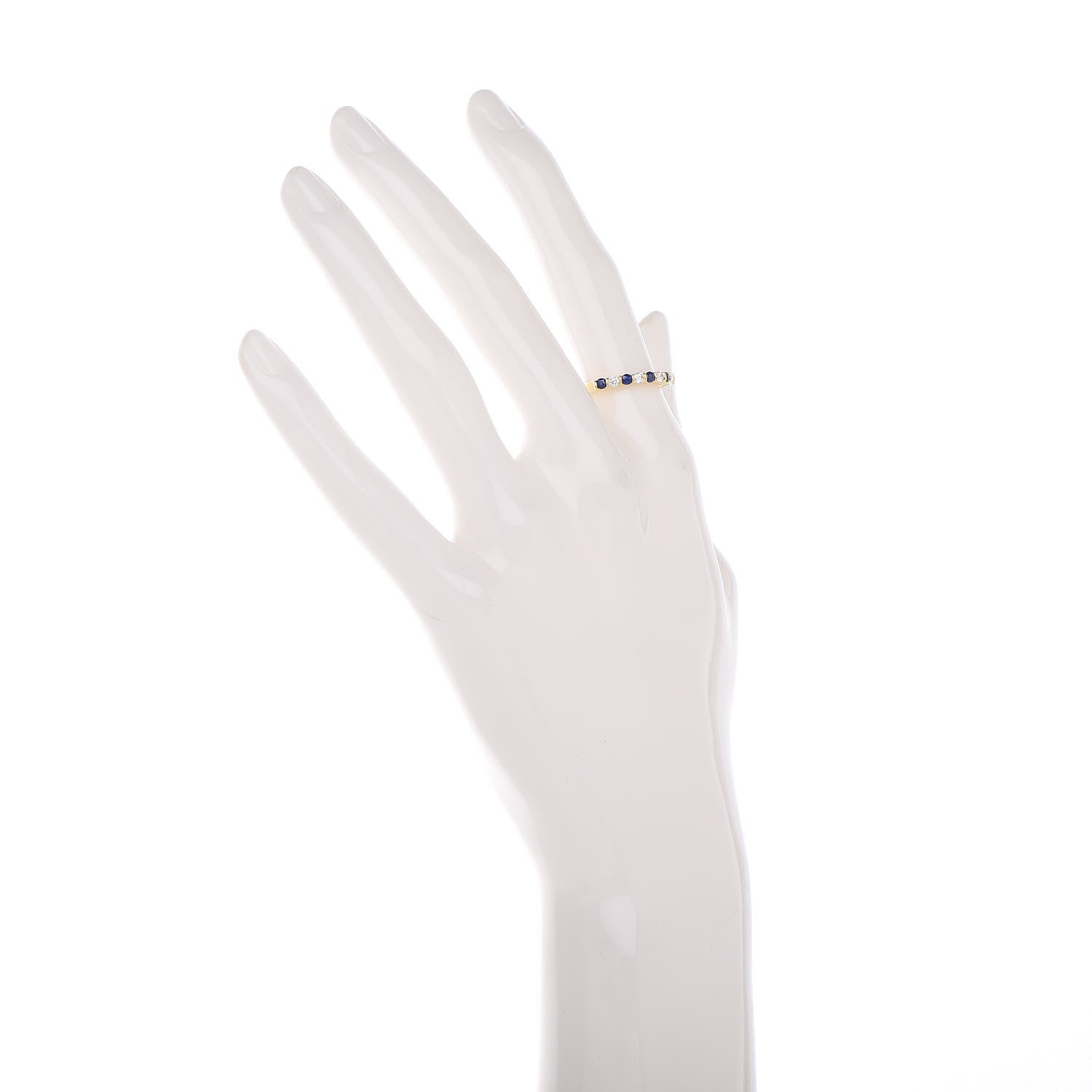 Tiffany 18K Yellow Gold Diamond Blue Sapphire Band Ring 50 5.5 2 of 6