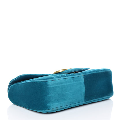 Gucci Velvet Matelasse Small GG Marmont Shoulder Bag Pavone Cyan 5 of 20
