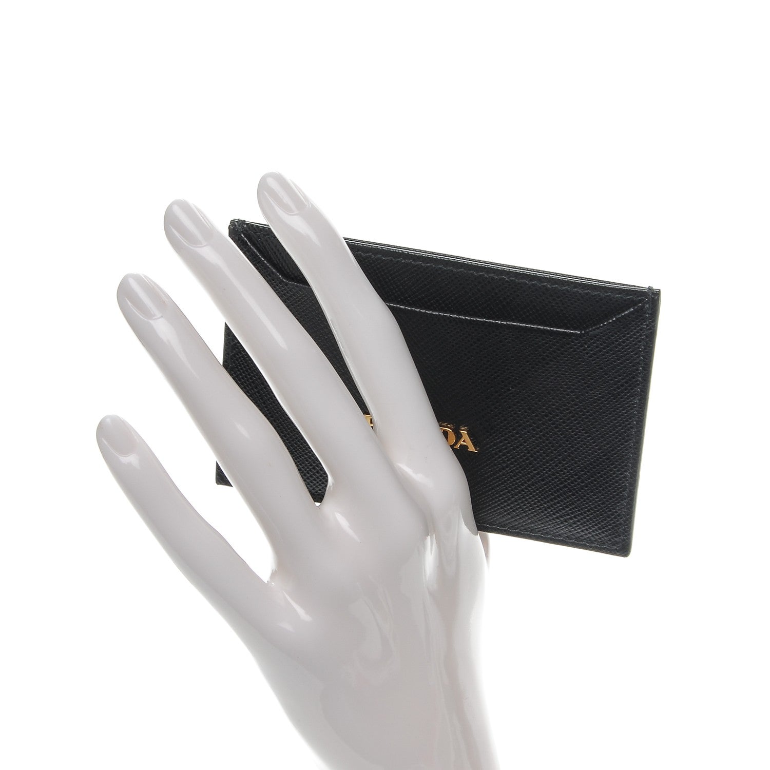 Prada Saffiano Metal Card Case Black 2 of 7