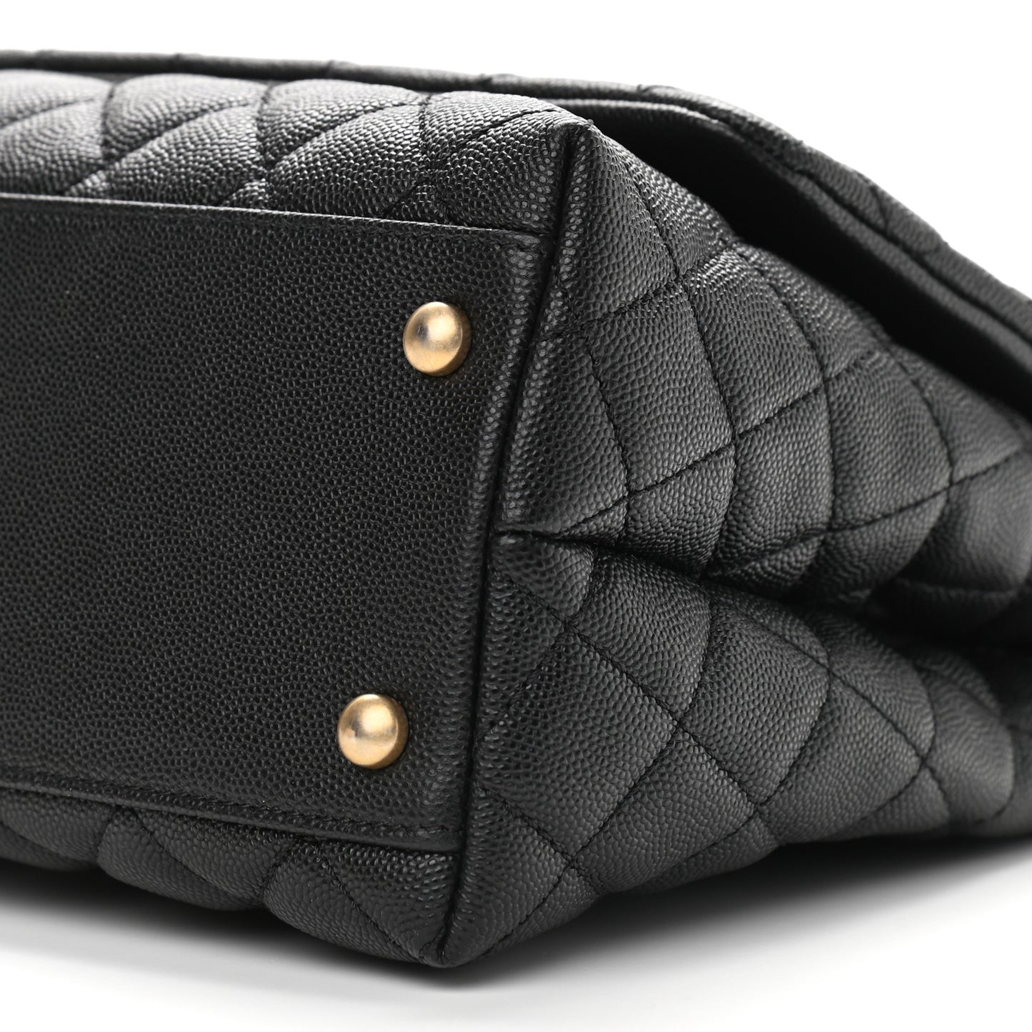 Caviar Lizard Quilted Small Coco Handle Flap Black