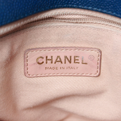Chanel Grained Calfskin Quilted Medium Cuba Top Handle Flap Blue 6 of 12