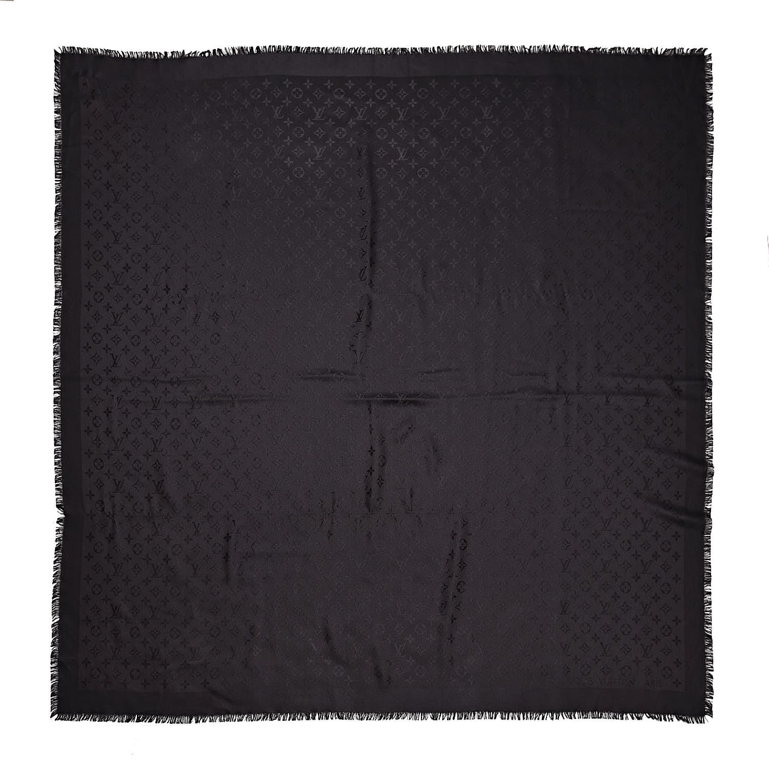 Louis Vuitton Silk Wool Monogram Shawl Black 1 of 3