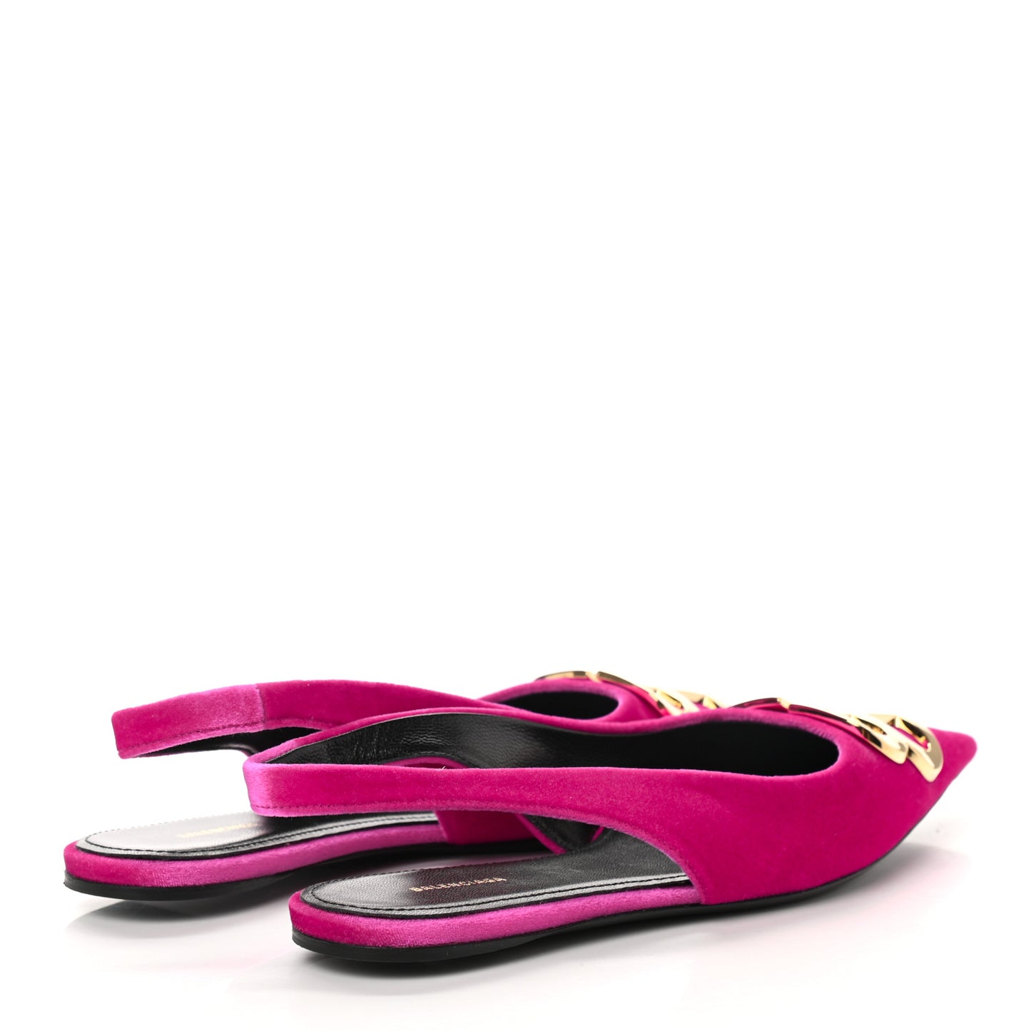 Velvet BB Knife Pointy Toe Slingback Flats 35 Pink
