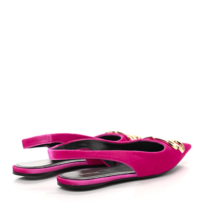 Balenciaga Velvet BB Knife Pointy Toe Slingback Flats 35 Pink 4 of 9
