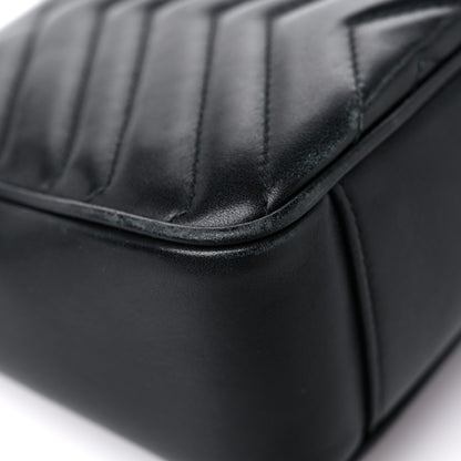 Gucci Calfskin Matelasse Small GG Marmont Shoulder Bag Black 10 of 14