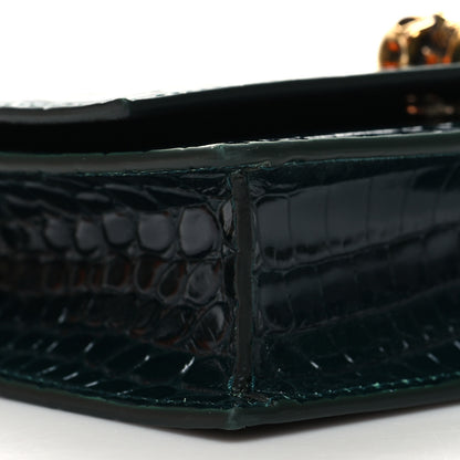 Alexander McQueen Glazed Calfskin Crocodile Embossed Small Skull Shoulder Bag Green 9 of 10