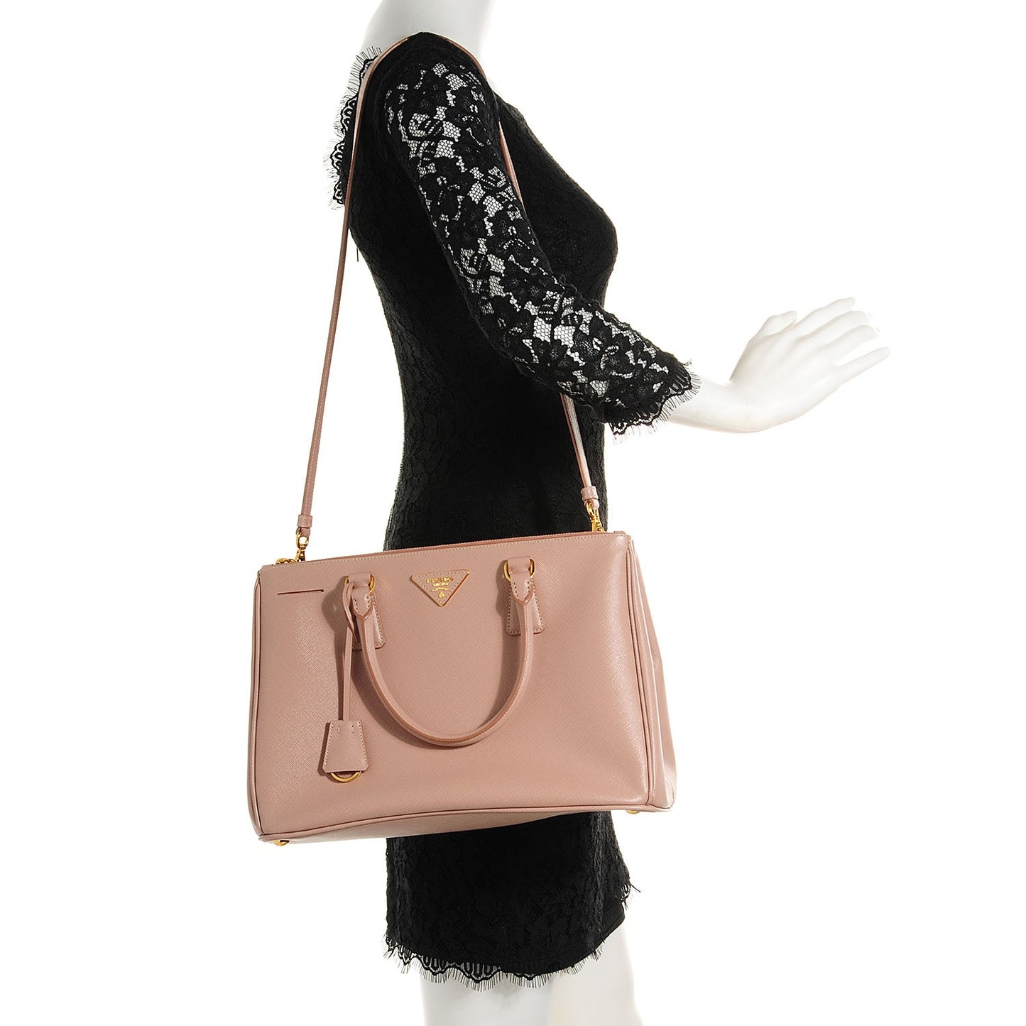 Saffiano Lux Medium Double Zip Tote Cammeo