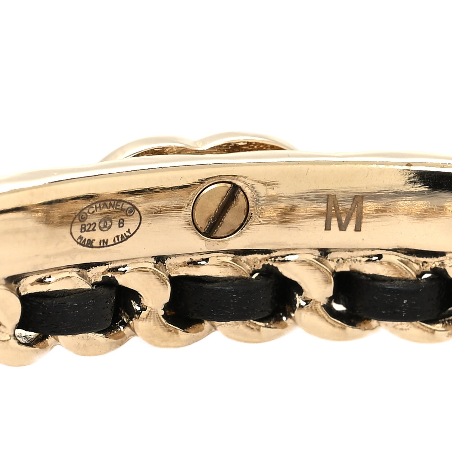 Metal Lambskin CC Turnlock Chain Bracelet M Gold Black
