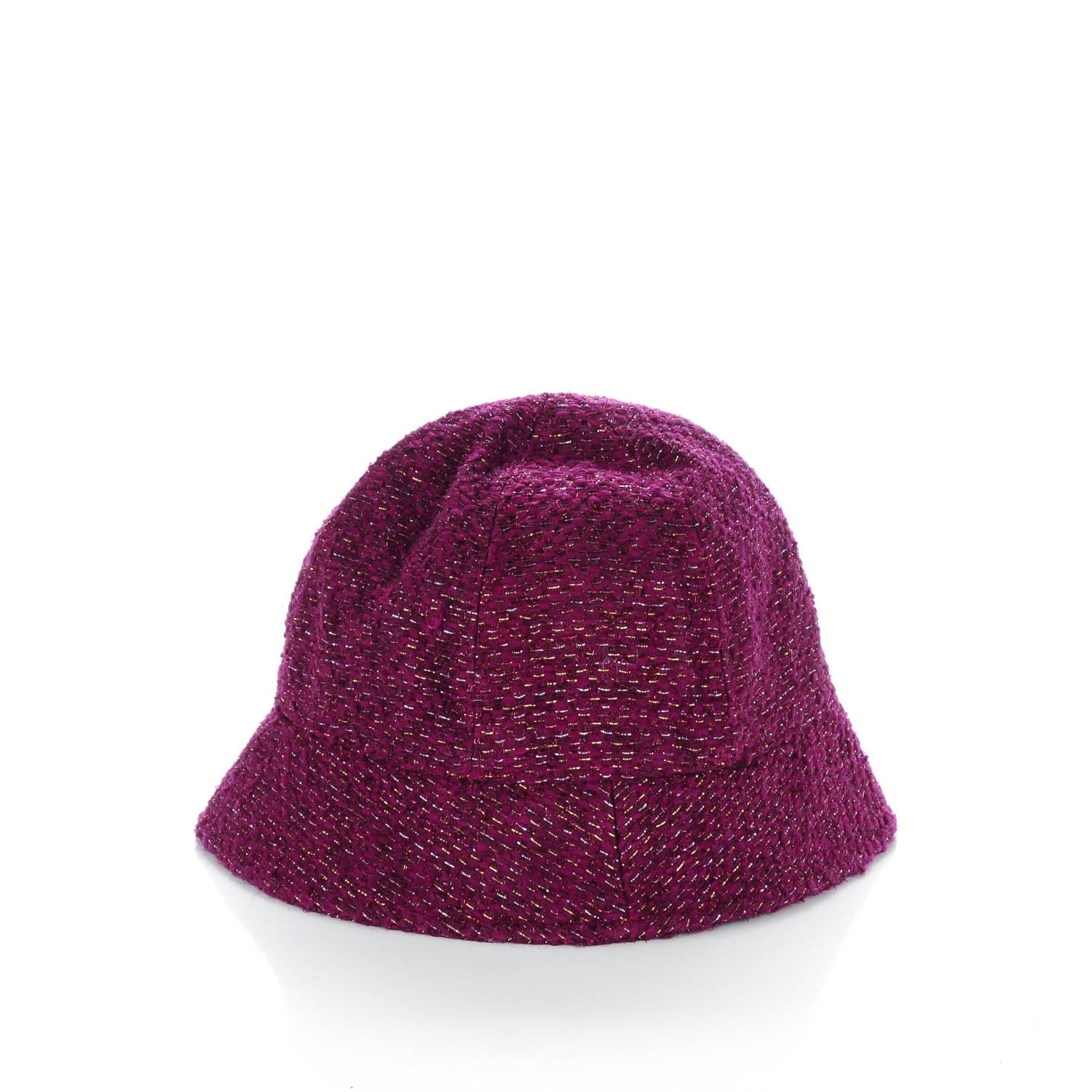 Chanel Wool Tweed Gripoix Bucket Hat 57 Burgundy 3 of 6