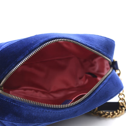 Gucci Velvet Matelasse Small GG Marmont Chain Shoulder Bag Cobalt 5 of 10
