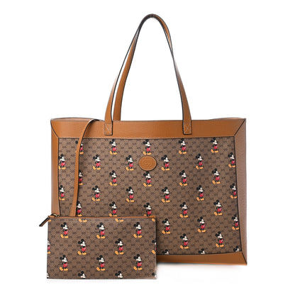 Gucci X DISNEY Mini Vintage GG Supreme Monogram Mickey Mouse Large Shopping Tote Beige Vintage Sun Oil 1 of 9