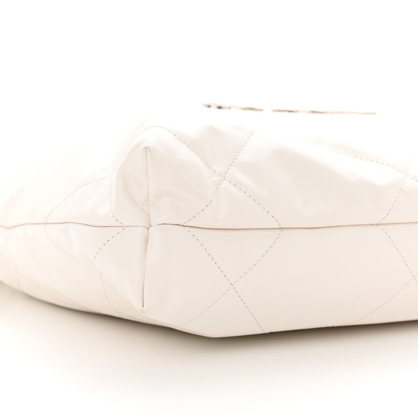 Shiny Calfskin Quilted Small Chanel 22 White