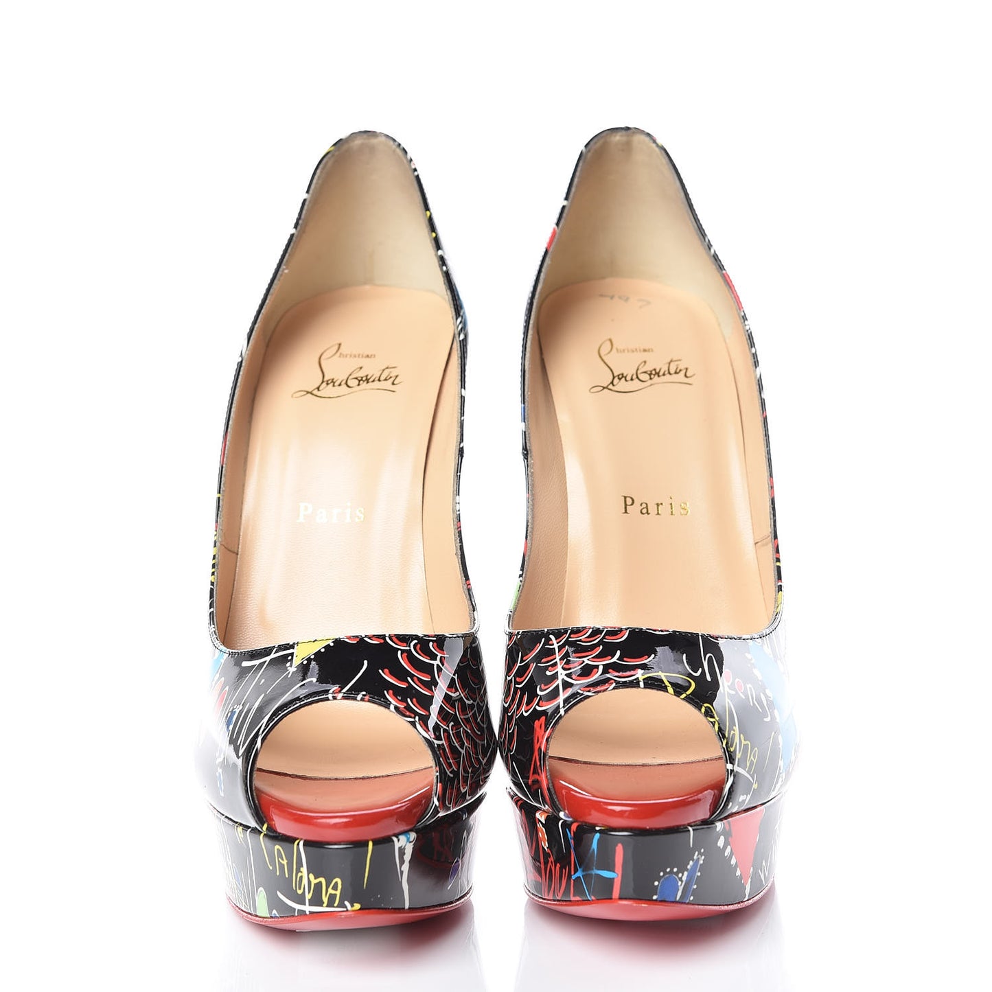 Patent Loubitag Fetish Peep 150 Pumps 40 Black Flamenco