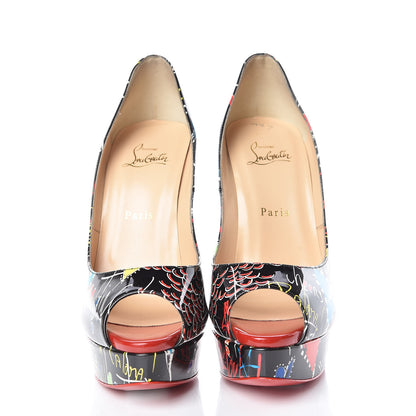 Christian Louboutin Patent Loubitag Fetish Peep 150 Pumps 40 Black Flamenco 2 of 9