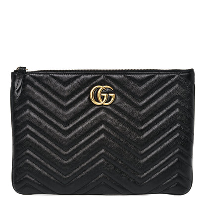 Gucci Azalea Calfskin Matelasse Heart GG Marmont Zip Pouch Black 1 of 13