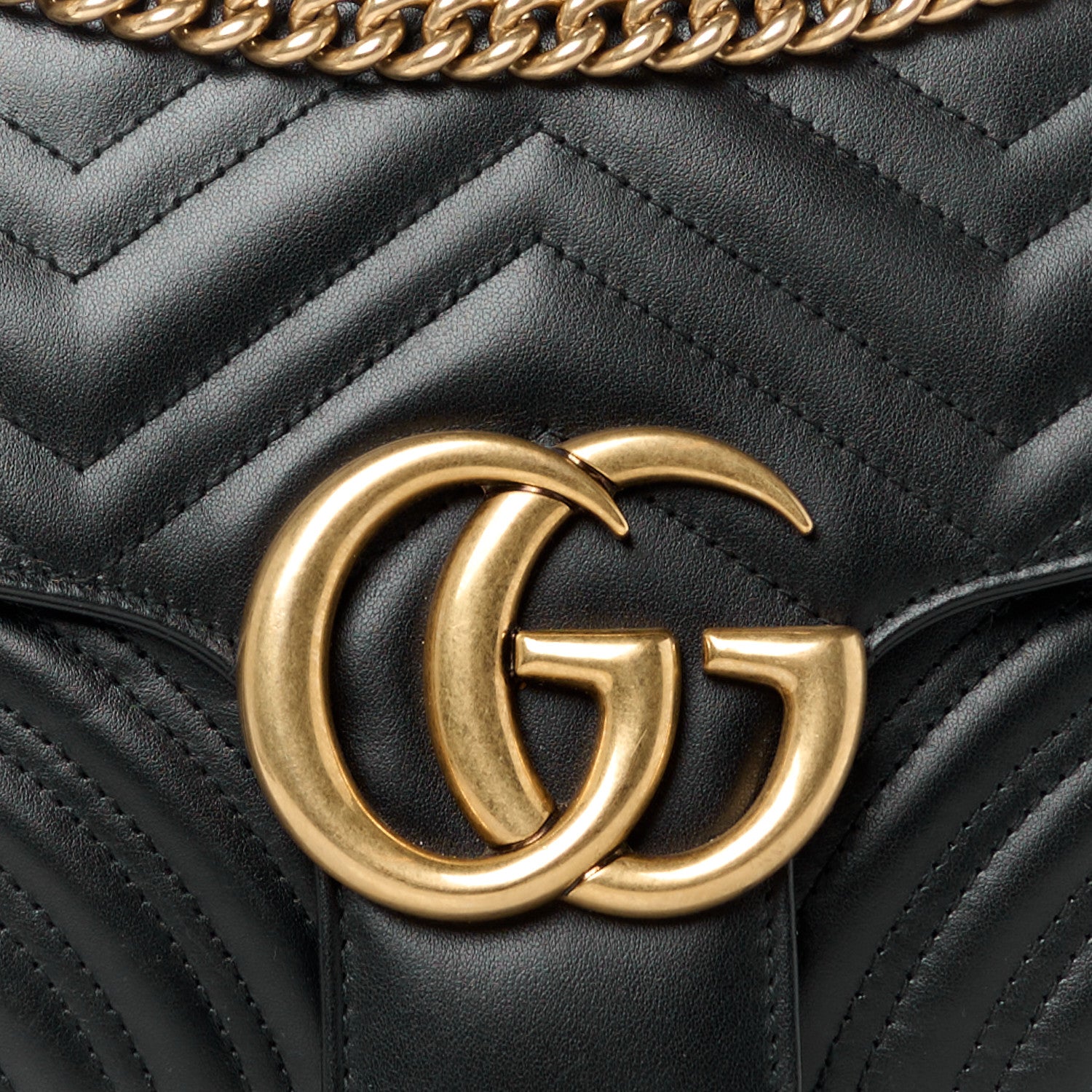 Gucci Calfskin Matelasse Medium GG Marmont Shoulder Bag Black 9 of 12