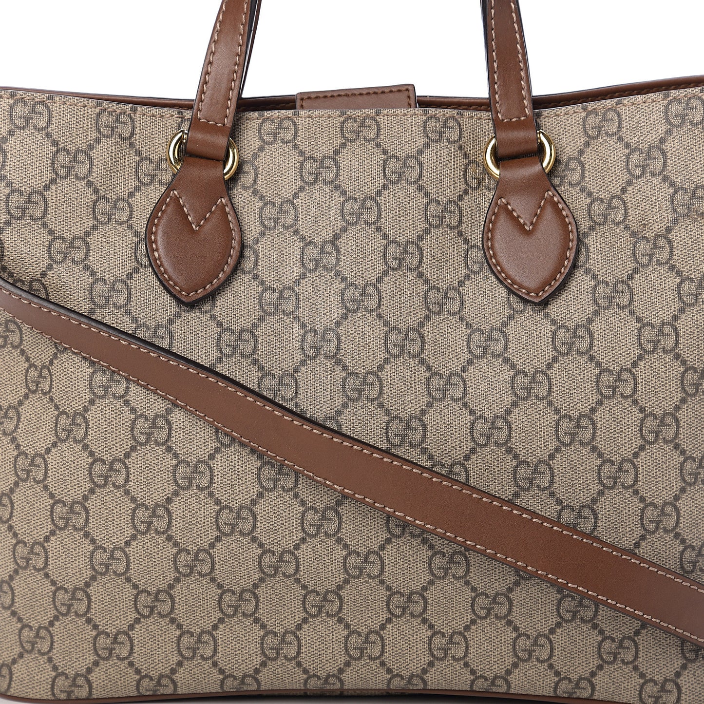 Soft GG Supreme Monogram Small Crossbody Tote Beige Cuir