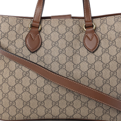 Gucci Soft GG Supreme Monogram Small Crossbody Tote Beige Cuir 8 of 11