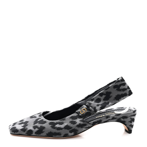 Nylon Leopard Print Mizza Slingback Pumps 40 Grey Multicolor