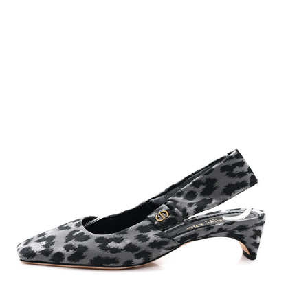 Christian Dior Shiny Nylon Leopard Print Mizza Slingback Pumps  40 Grey 1 of 9