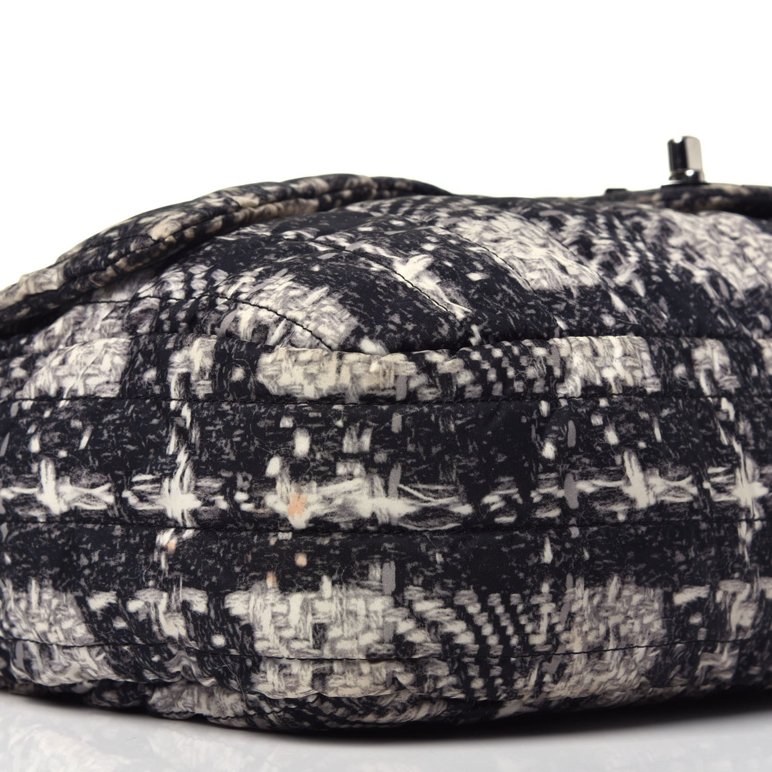 Chanel Nylon Tweed Print Jumbo Flap Black 8 of 12