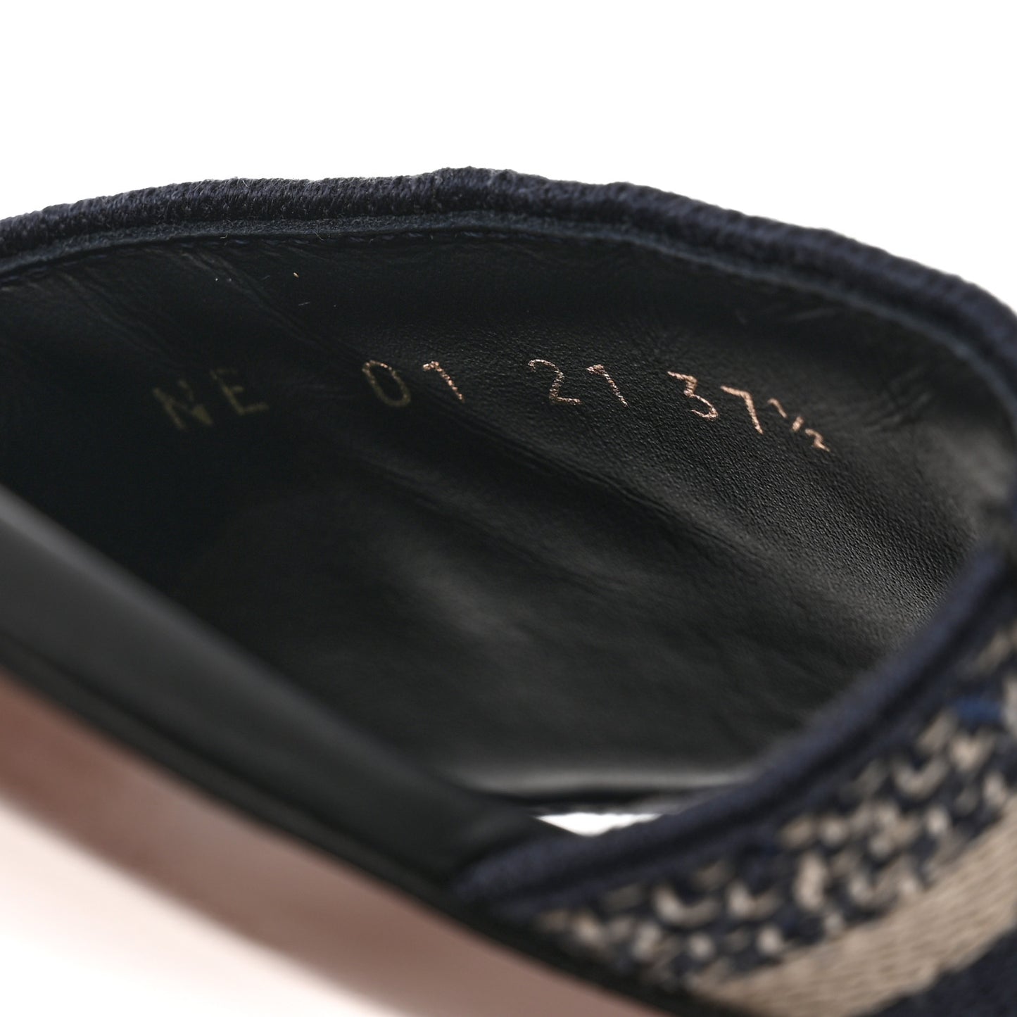 Canvas Embroidered Dway Mules Slide Sandals 37.5 Deep Blue