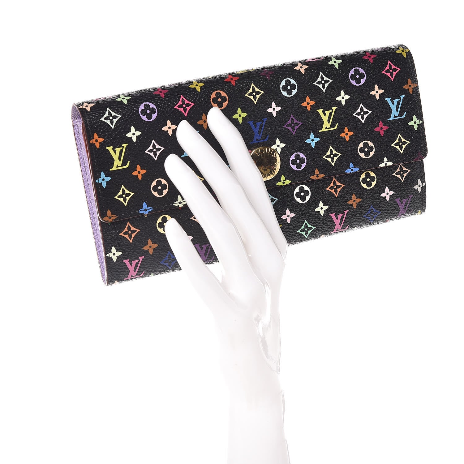 Louis Vuitton Monogram Multicolor Sarah Wallet Black Violet 2 of 6
